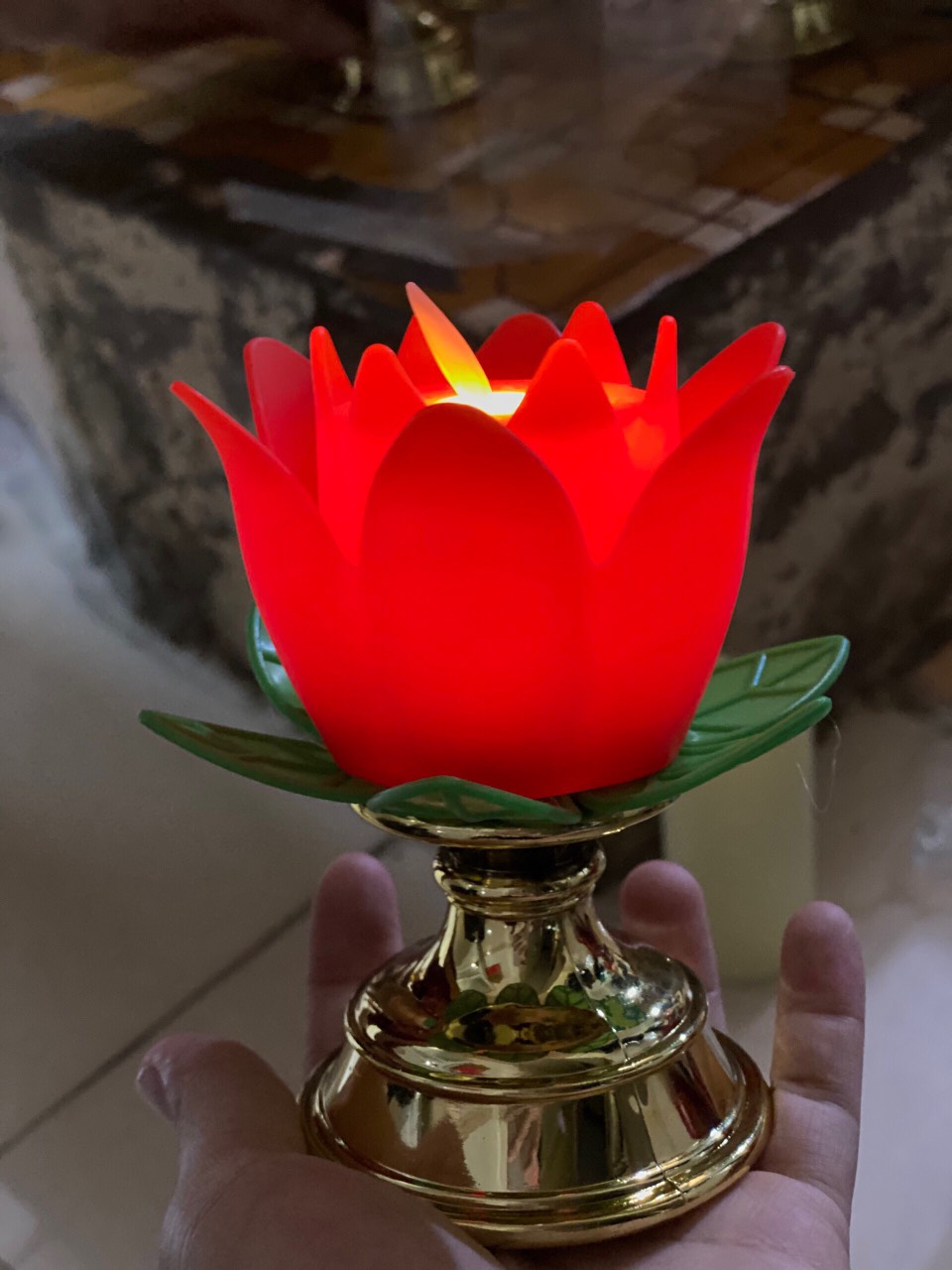 Đèn cầy hoa sen điện tử,nến hoa sen phật giáo chân đế VietCandle ...